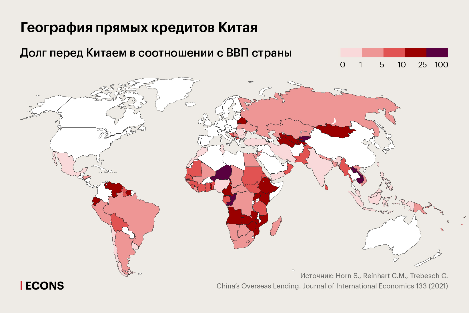 География прямых кредитов Китая
